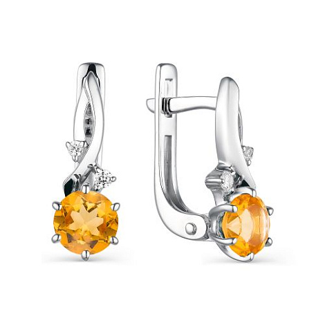 Cercei din argint  cu pietre Cubic Zirconia Incolor, Citrin