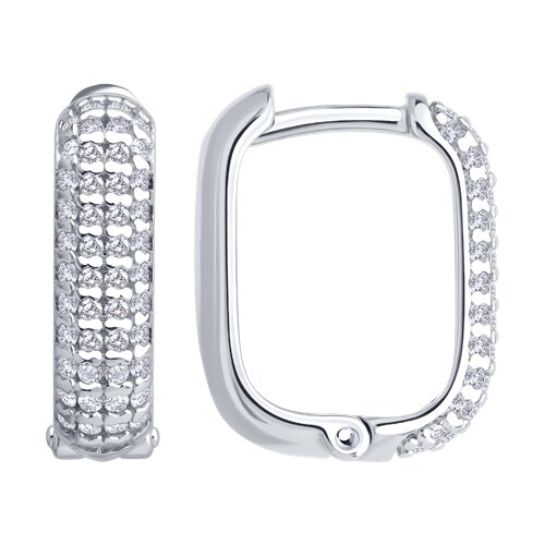 Cercei Creole din argint  cu pietre Cubic Zirconia Incolor