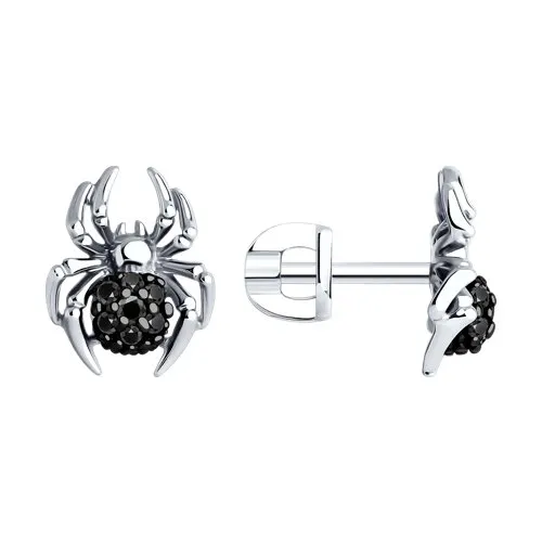 Cercei Pusete din argint cu Cubic Zirconia Negru