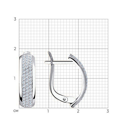 Cercei din aur alb cu pietre Cubic Zirconia Incolor