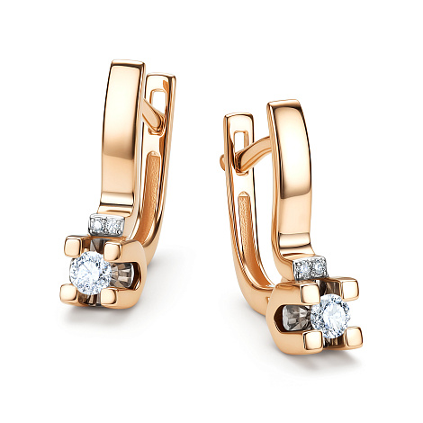 Серьги из красного золота с камнями Бриллиант