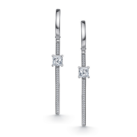 Серьги Длинные из серебра с камнями Фианит