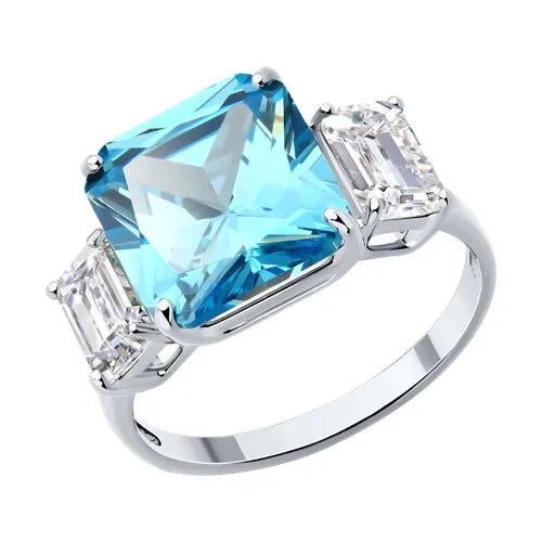Inel din argint cu Cubic Zirconia Incolor, Cubic Zirconia Albastru