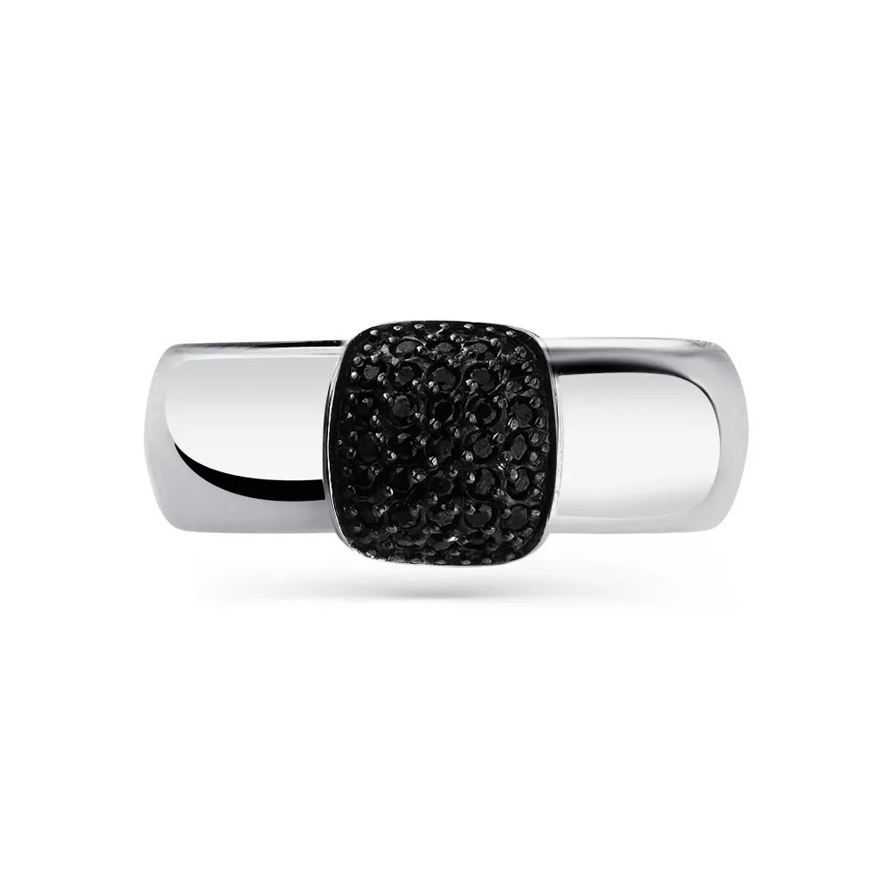 Inel din aur alb cu Cubic Zirconia Negru