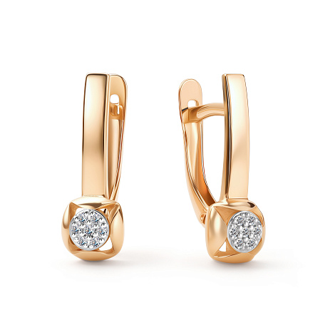Cercei din aur roșu cu pietre Diamant