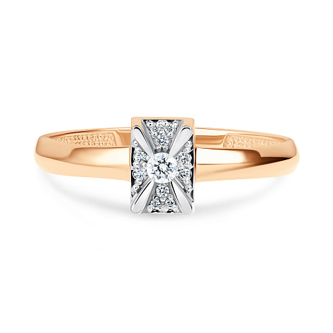 Кольцо из красного золота с камнями Бриллиант