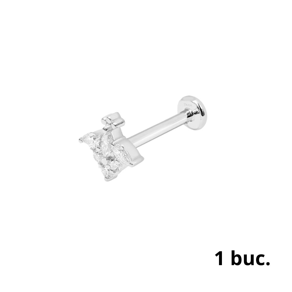 Cercel din aur alb cu pietre Diamant