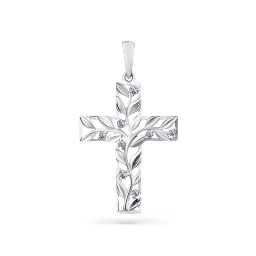 Cruce din aur alb cu Cubic Zirconia Incolor