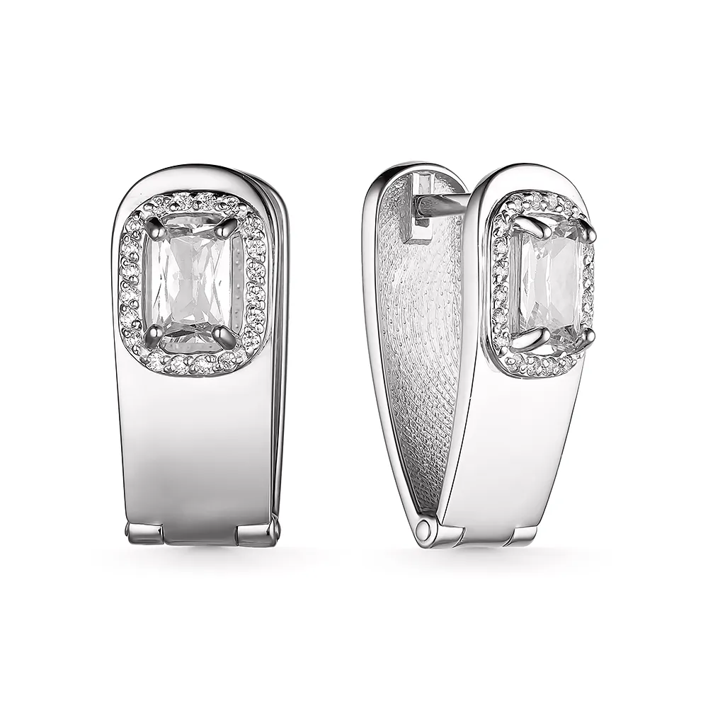 Cercei din aur alb cu Cubic Zirconia Incolor