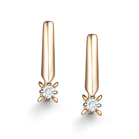 Серьги из красного золота с камнями Бриллиант