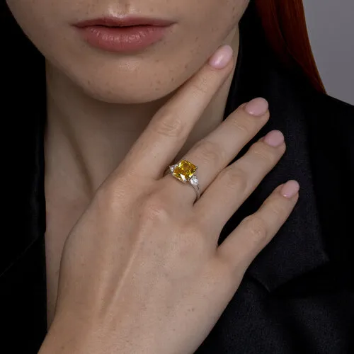 Inel din argint cu Cubic Zirconia Incolor, Cubic Zirconia Galben