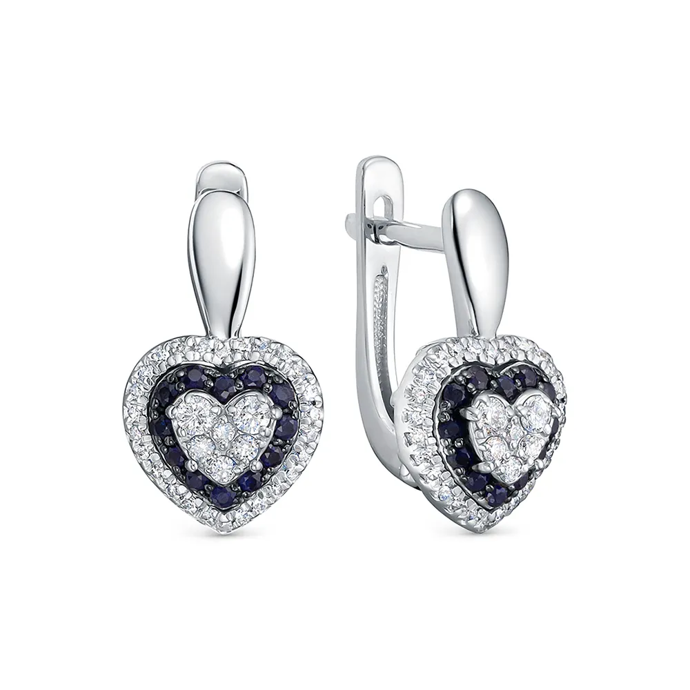 Cercei din aur alb cu Diamant, Safir