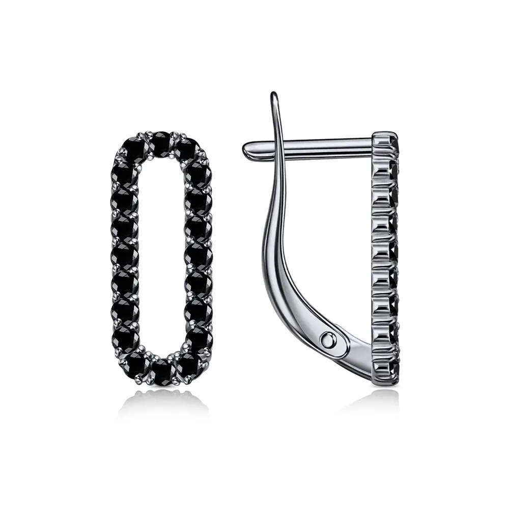 Cercei din aur alb cu Cubic Zirconia Negru