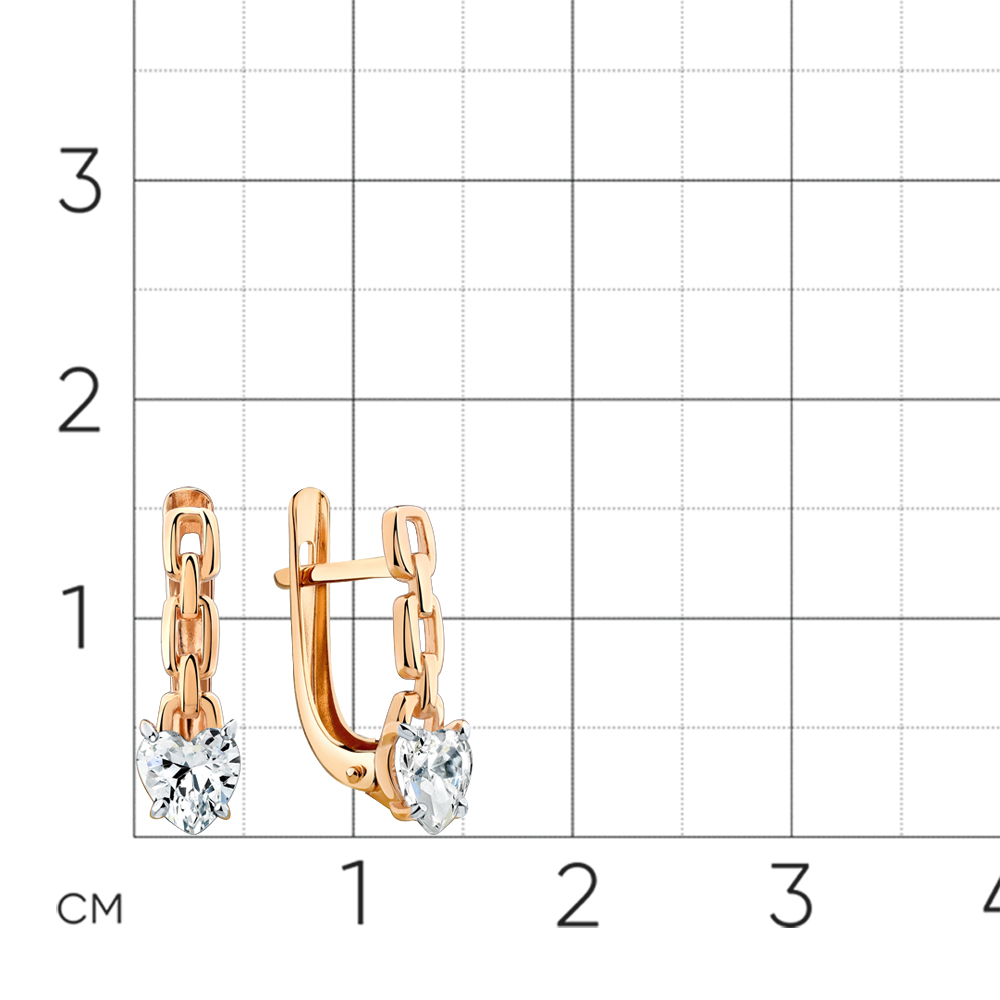 Cercei din aur roșu cu pietre Cubic Zirconia Incolor