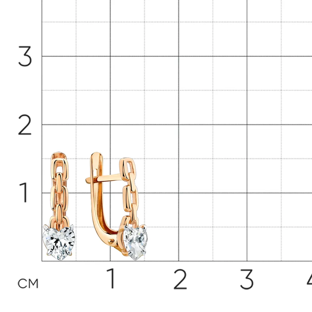 Cercei din aur roșu cu Cubic Zirconia Incolor