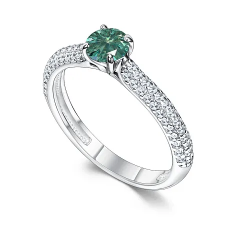 Inel din argint cu Cubic Zirconia Incolor, Moissanite Verde