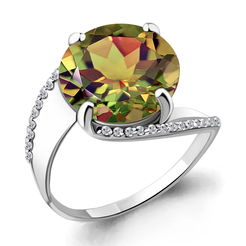 Inel din aur alb cu Cubic Zirconia Incolor, Zultanit (sint.)