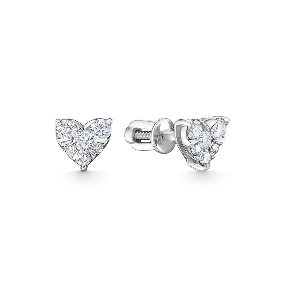 Cercei Pusete din aur alb cu pietre Diamant