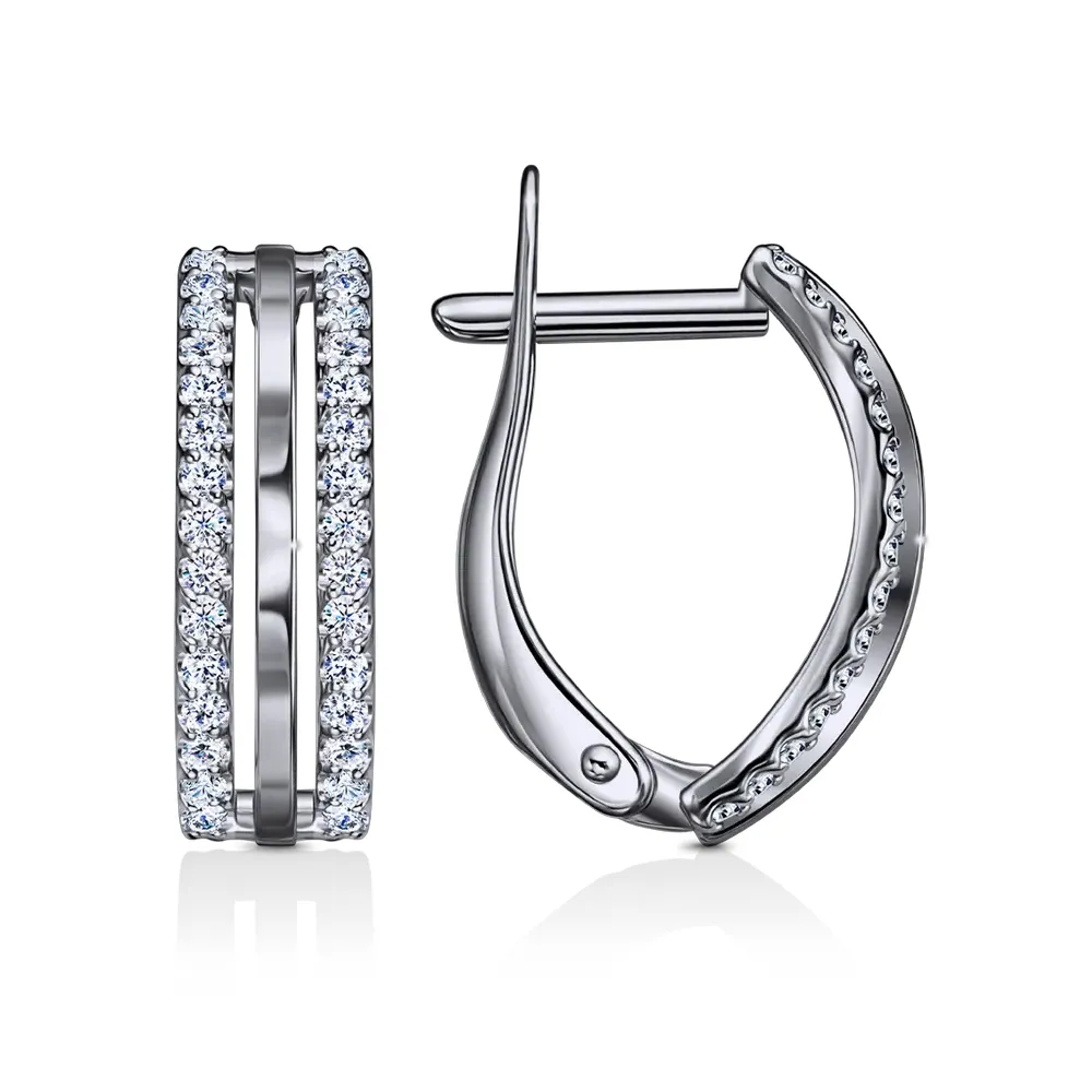 Cercei din aur alb cu Cubic Zirconia Incolor