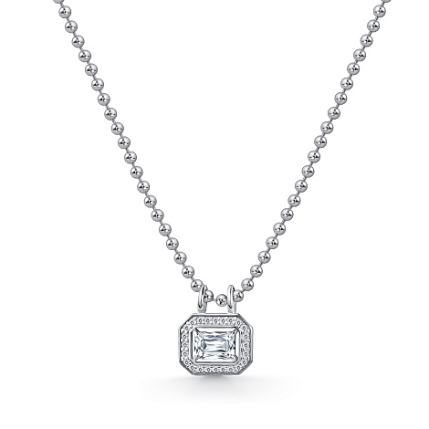 Колье из серебра с камнями Фианит, Горный хрусталь