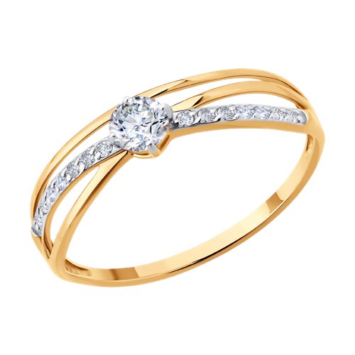 Inel din aur roșu cu pietre Cubic Zirconia Incolor
