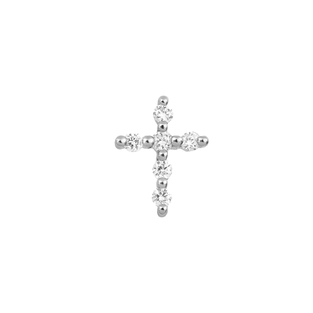 Cercel din aur alb cu pietre Diamant