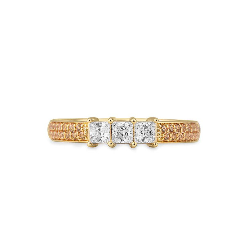 Inel din aur galben cu pietre Diamant, Diamant Cognac