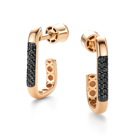 Cercei Pusete din aur roșu cu pietre Diamant, Diamant negru