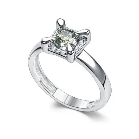 Inel din argint cu Cubic Zirconia Incolor, Moissanite Verde
