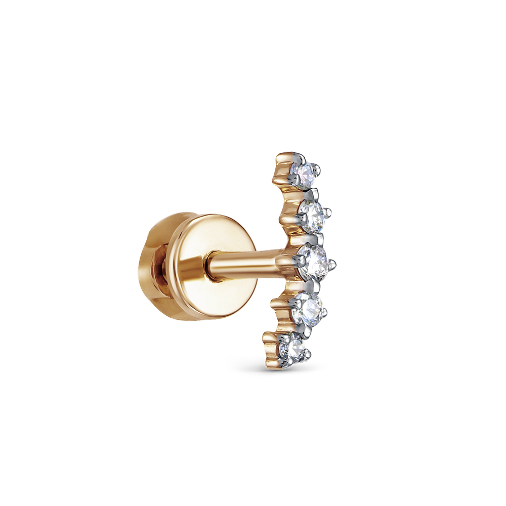 Cercel din aur roșu cu pietre Diamant