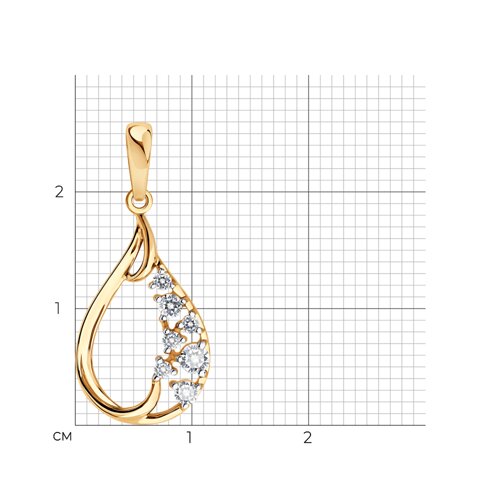 Подвеска из красного золота с камнями Фианит