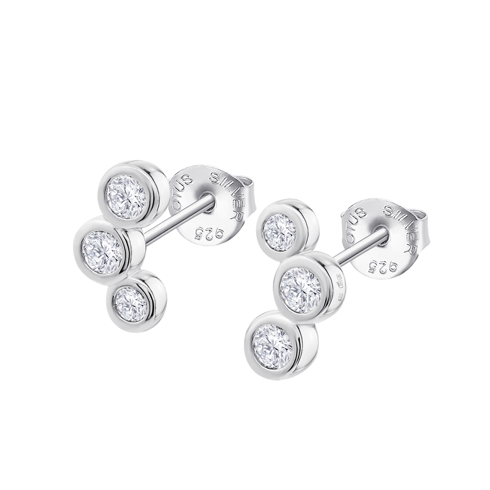 Cercei Pusete din argint  cu pietre Cubic Zirconia Incolor