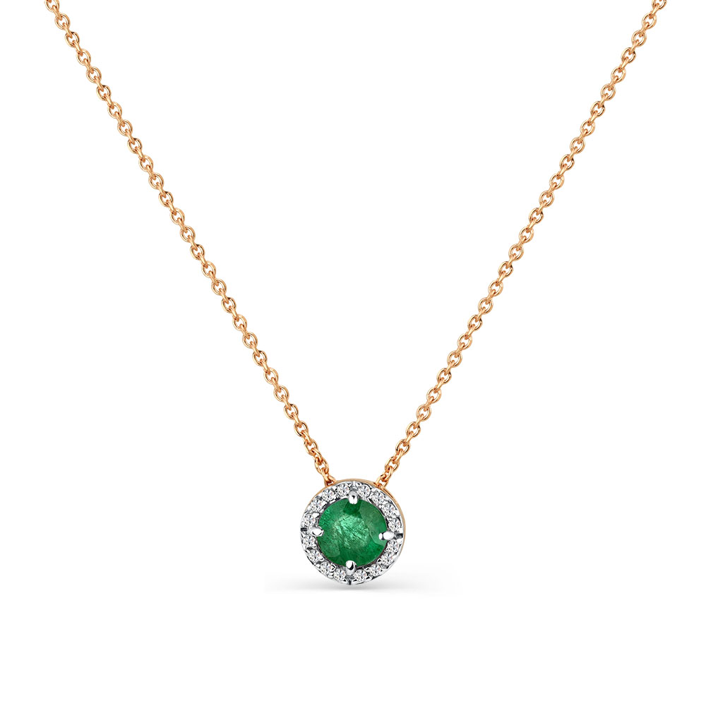 Colier din aur roșu cu pietre Diamant, Smarald