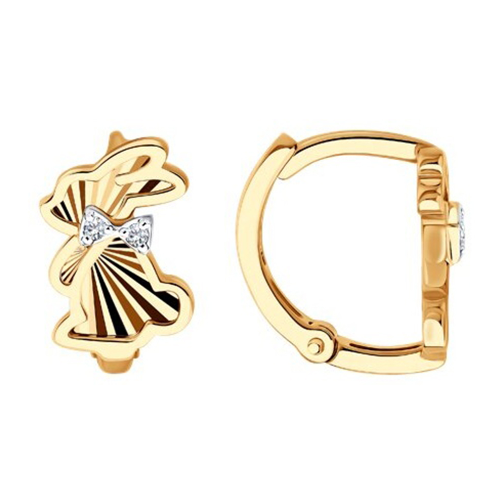 Cercei din aur roșu cu pietre Cubic Zirconia Incolor