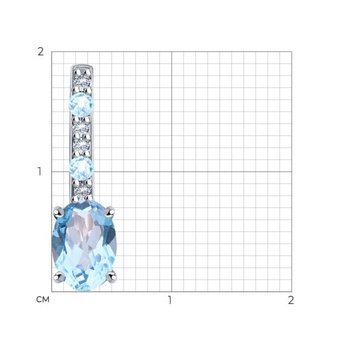 Pandantiv din argint  cu pietre Cubic Zirconia Incolor, Topaz albastru