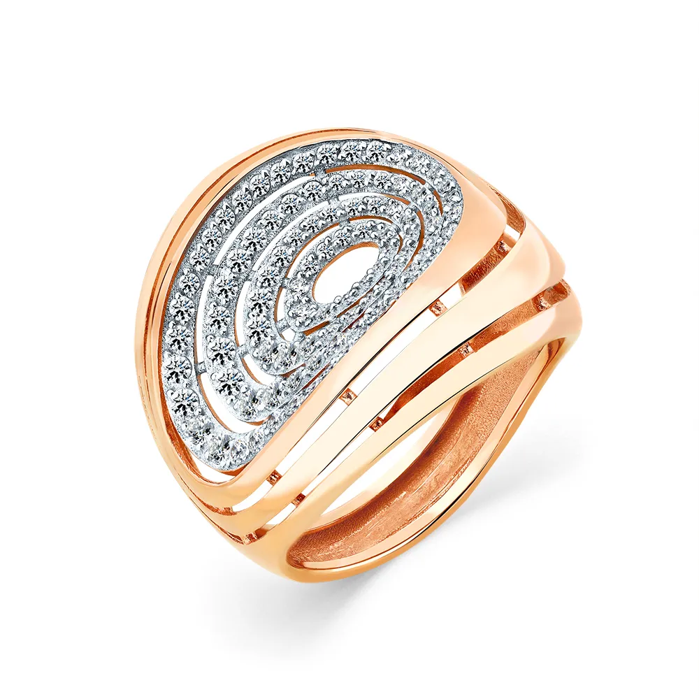 Inel din aur roșu cu Cubic Zirconia Incolor
