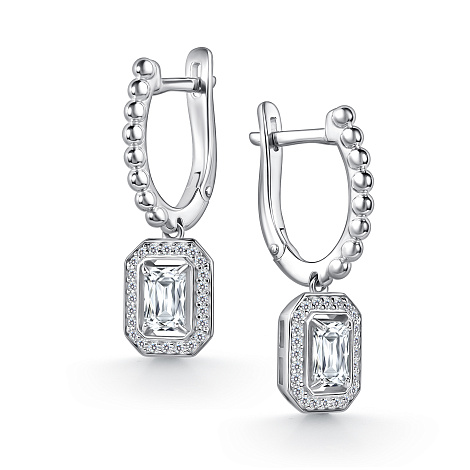 Cercei Suspendați din argint  cu pietre Cubic Zirconia Incolor, Cristal de munte