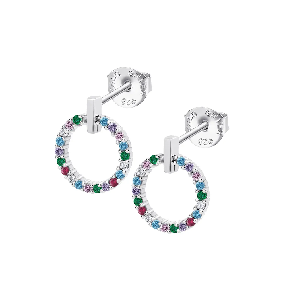 Cercei Pusete din argint cu Cubic Zirconia Multicoloră