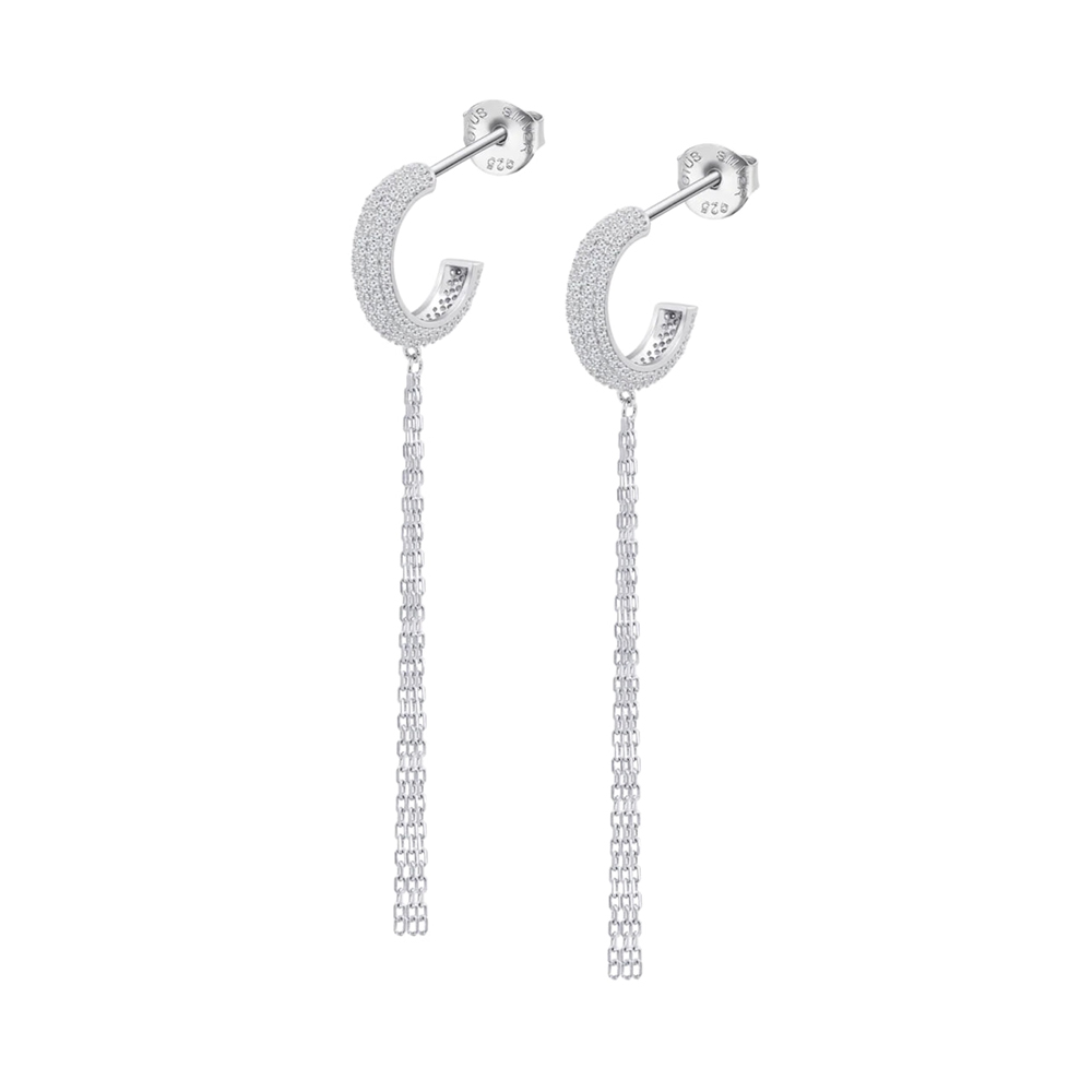 Cercei Pusete din argint  cu pietre Cubic Zirconia Incolor