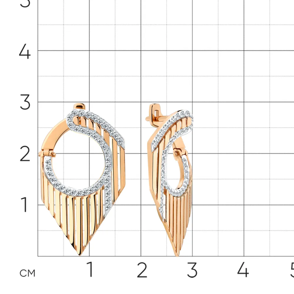 Cercei din aur roșu cu Cubic Zirconia Incolor