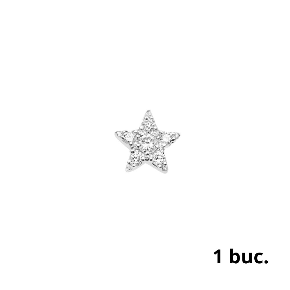 Серьга Одиночная из белого золота с камнями Бриллиант