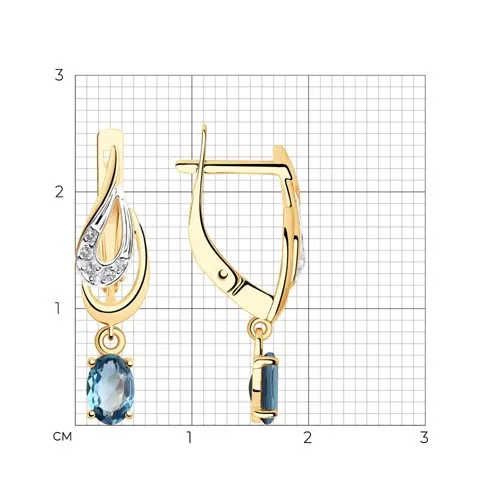 Cercei Suspendați din aur roșu cu Cubic Zirconia Incolor, Topaz London