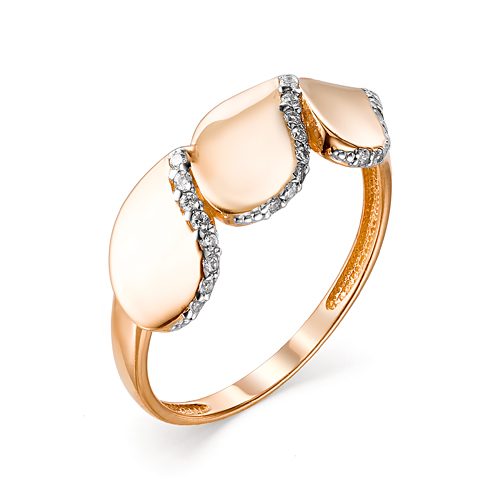 Inel din aur roșu cu pietre Cubic Zirconia Incolor