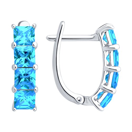 Cercei din argint  cu pietre Cubic Zirconia Albastru