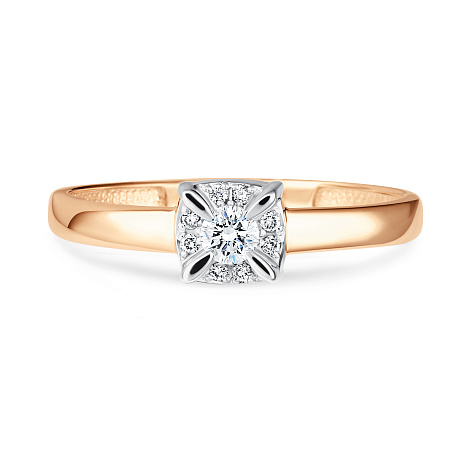 Кольцо из красного золота с камнями Бриллиант