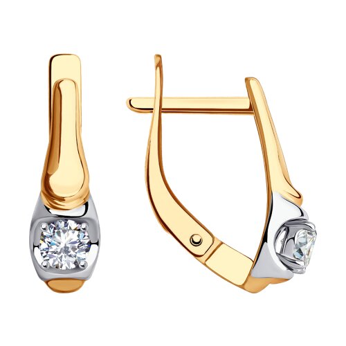 Cercei din aur roșu cu pietre Cubic Zirconia Incolor