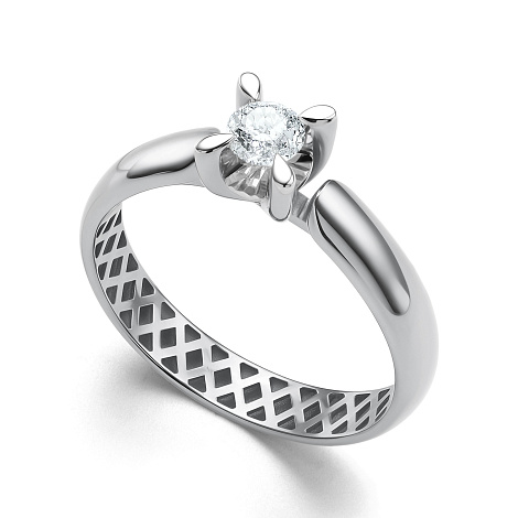 Inel din aur alb cu pietre Diamant