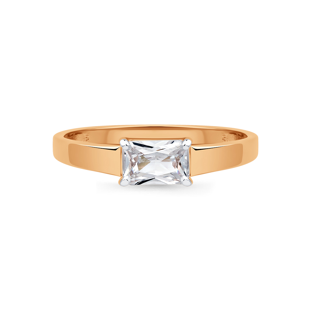Inel din aur roșu cu pietre Cubic Zirconia Incolor