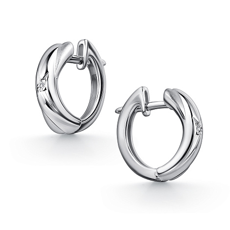 Серьги Конго из серебра с камнями Бриллиант