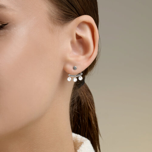 Серьги Пусеты из серебра с камнями Фианит